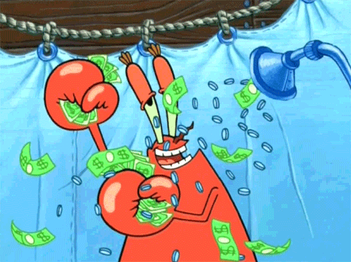 Image result for mr krabs being greedy gif